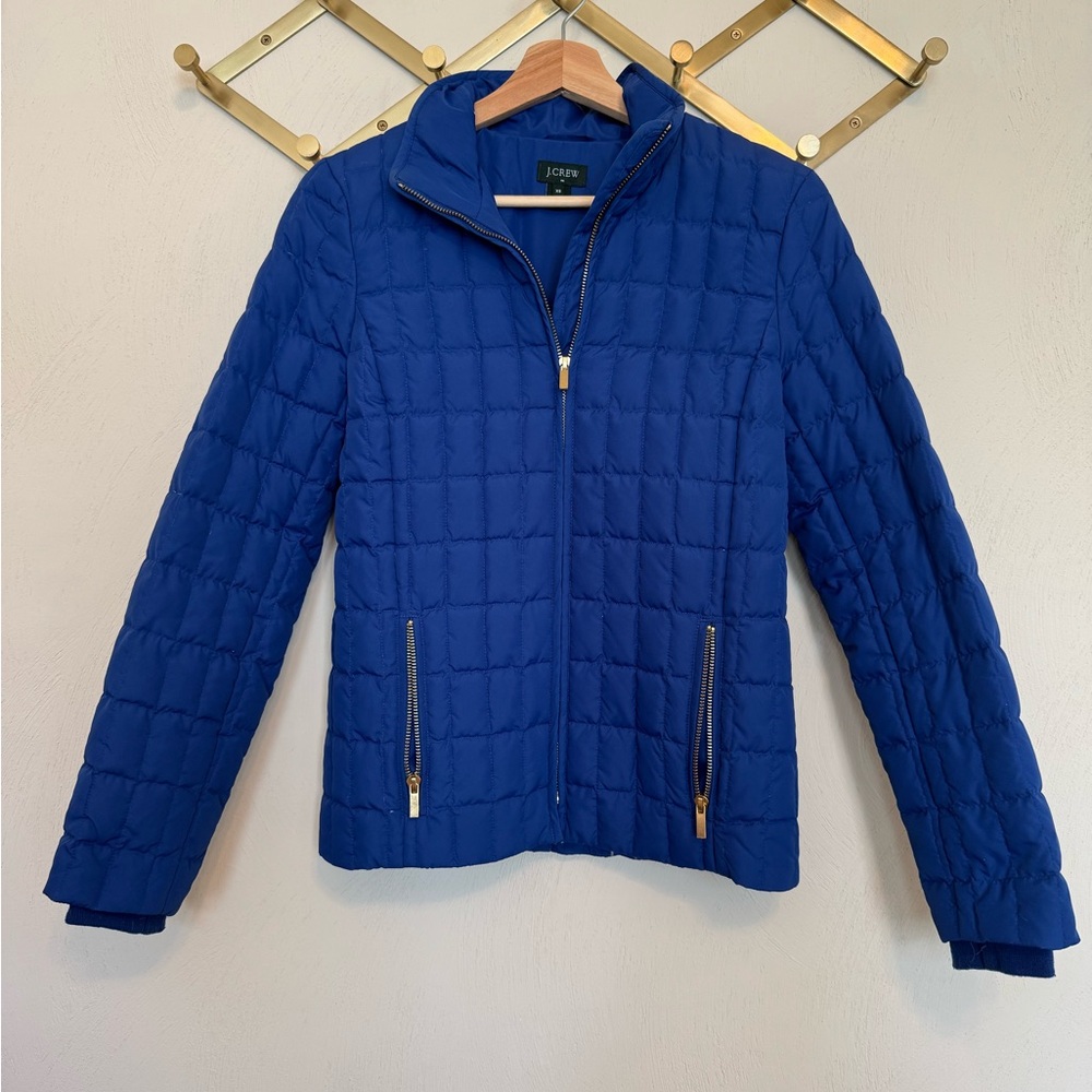 J. Crew TRUE DOWN Royal Blue Quilted Jacket